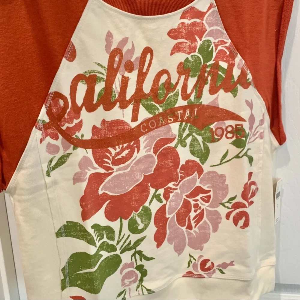 🌺 ANTHROPOLOGIE Pilcro Muscle Sweatshirt Tank in California Poppy Flower Red - Picture 7 of 15